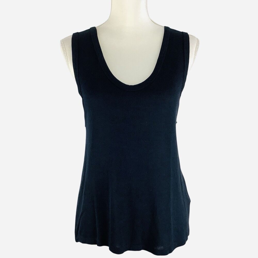 Free People Take The Plunge Tank Top Women's S Black Sleeveless Knit Wide Strap